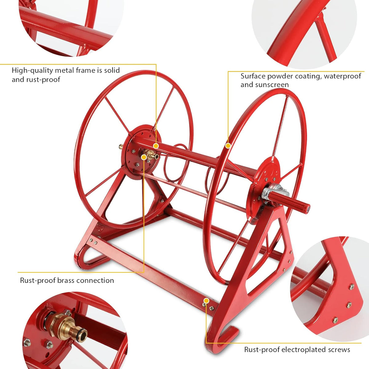 Heavy Duty Wall Mounted Garden Hose Reel Holder for 200 FT 3/4 Inch Hose M957114