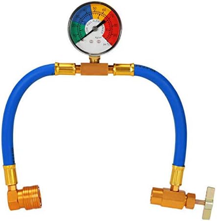 R134A AC Refrigerant Charge Hose Kit with 100PSI Pressure Gauge M501