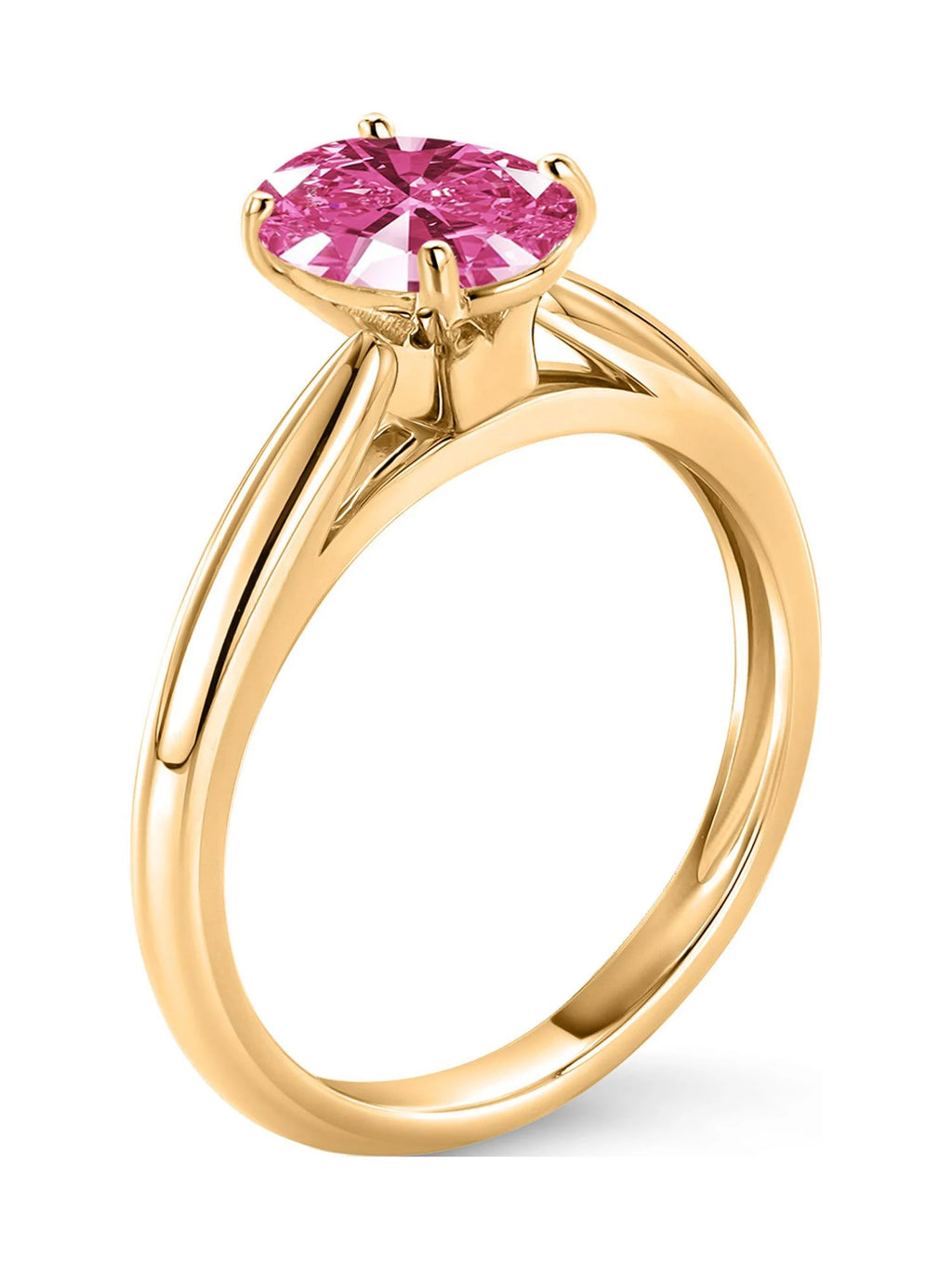 10K Yellow Gold Pink Zirconia Solitaire Engagement Ring F777755