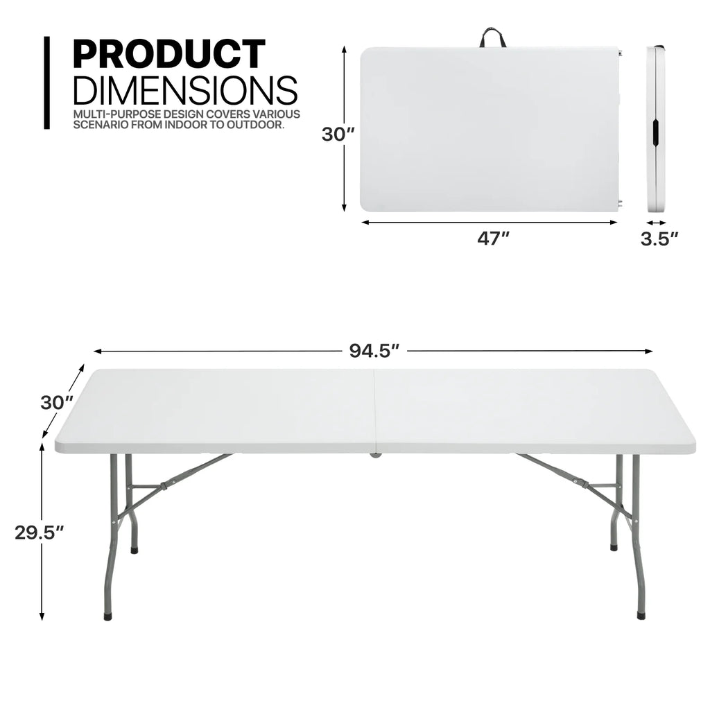 11 Pieces 8 Ft White Heavy Duty Folding Utility Table and Chair Set M57421