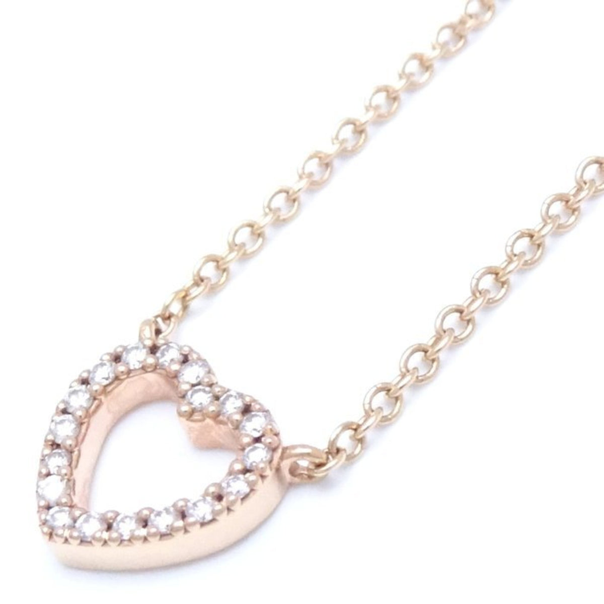 Tiffany Metro Heart Necklace Diamond Pink Gold Rose S299833