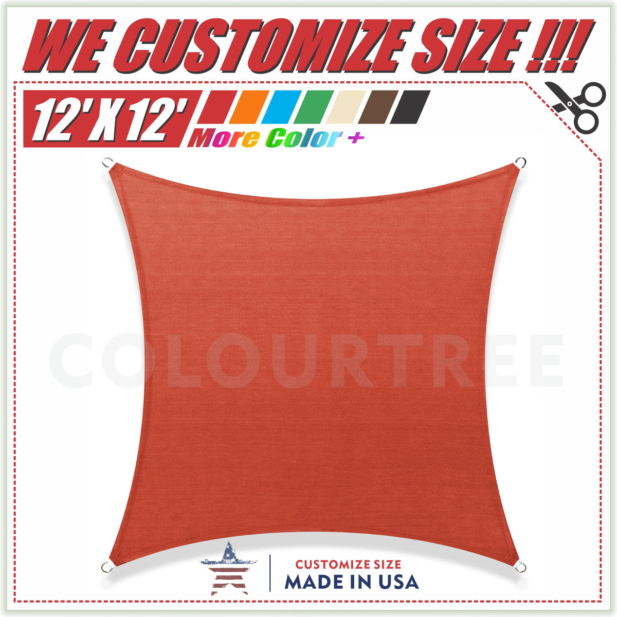 Red Square Sun Shade Sail Canopy O661