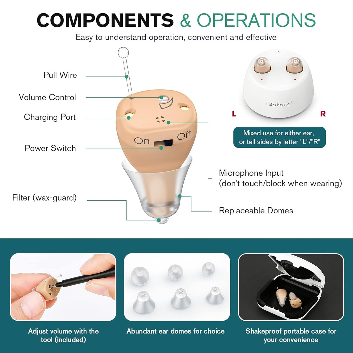 Beige Rechargeable Mini Completely-in-Canal Hearing Aid, Pair O151585