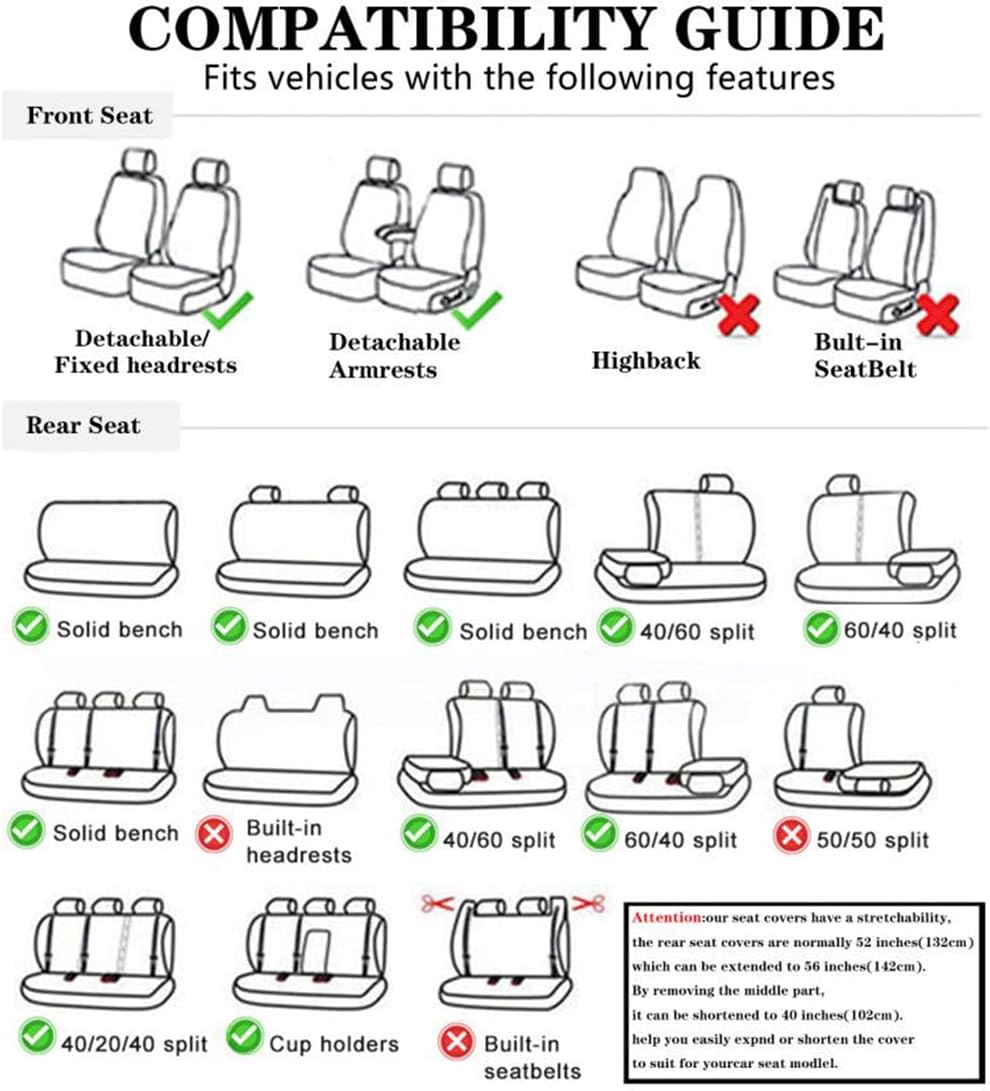 Waterproof PU Leather Car Seat Covers for 5 Seats, Black A60346