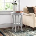 White Solid Wood End Table with Storage G106