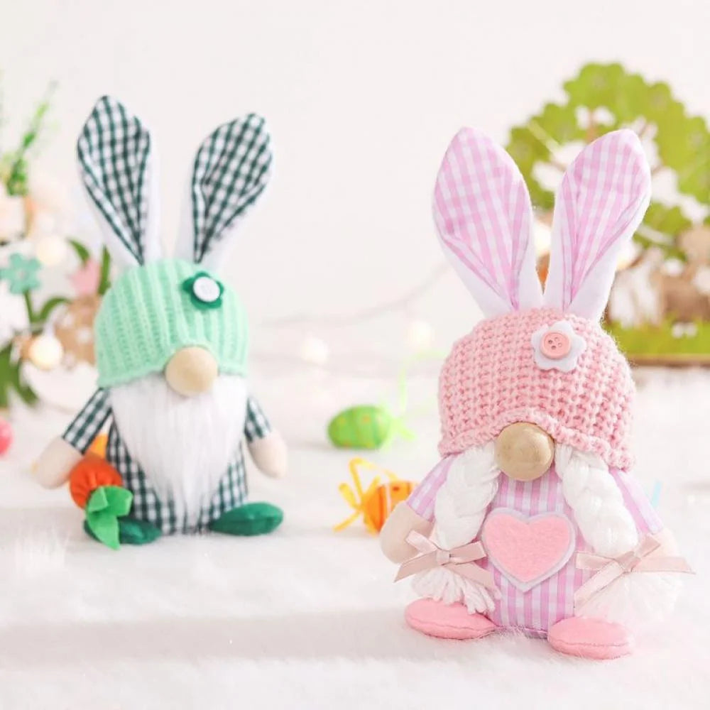 1/2 Pcs Plush Easter Bunny Handmade Swedish Tomte Elf Stuffed Doll Rabbit Ornaments L40186