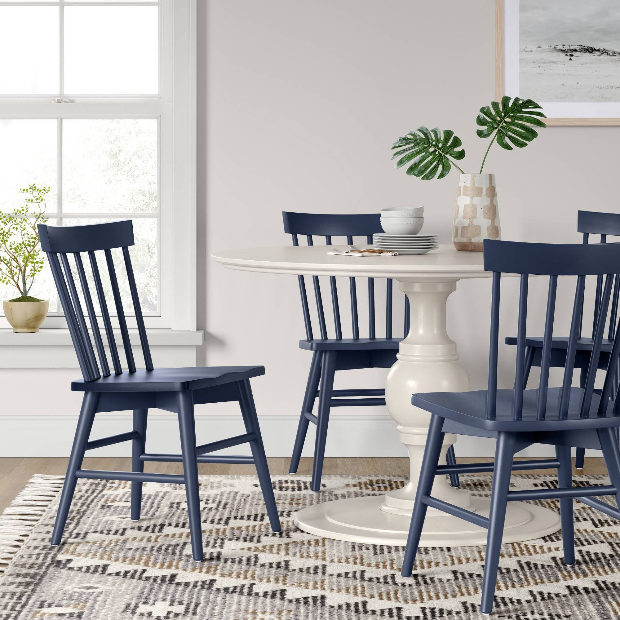 Set of 2 Dark Blue Windsor Dining Chair K192