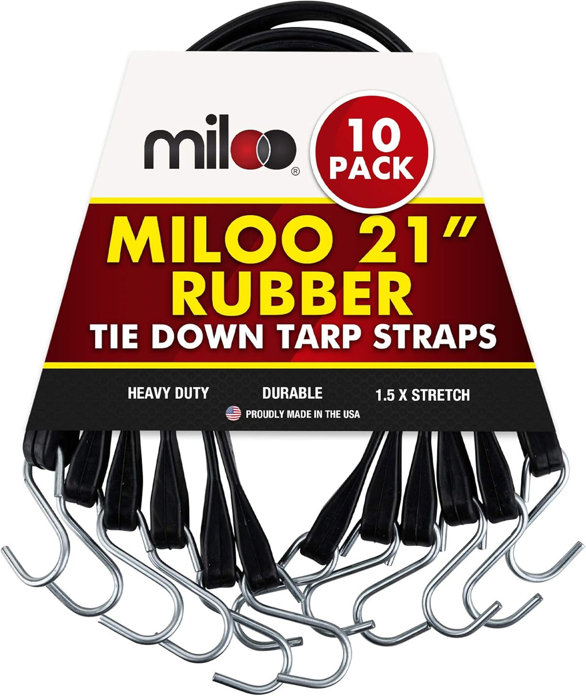 30 Pack Rubber Bungee Cords 21 Long EPDM with Crimped Hooks R573090