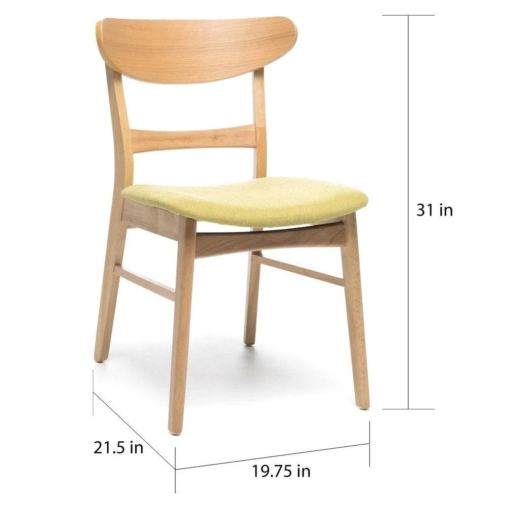 Fabric Dining Chair (Set of 2) Dark Beige Oak Finish E2071
