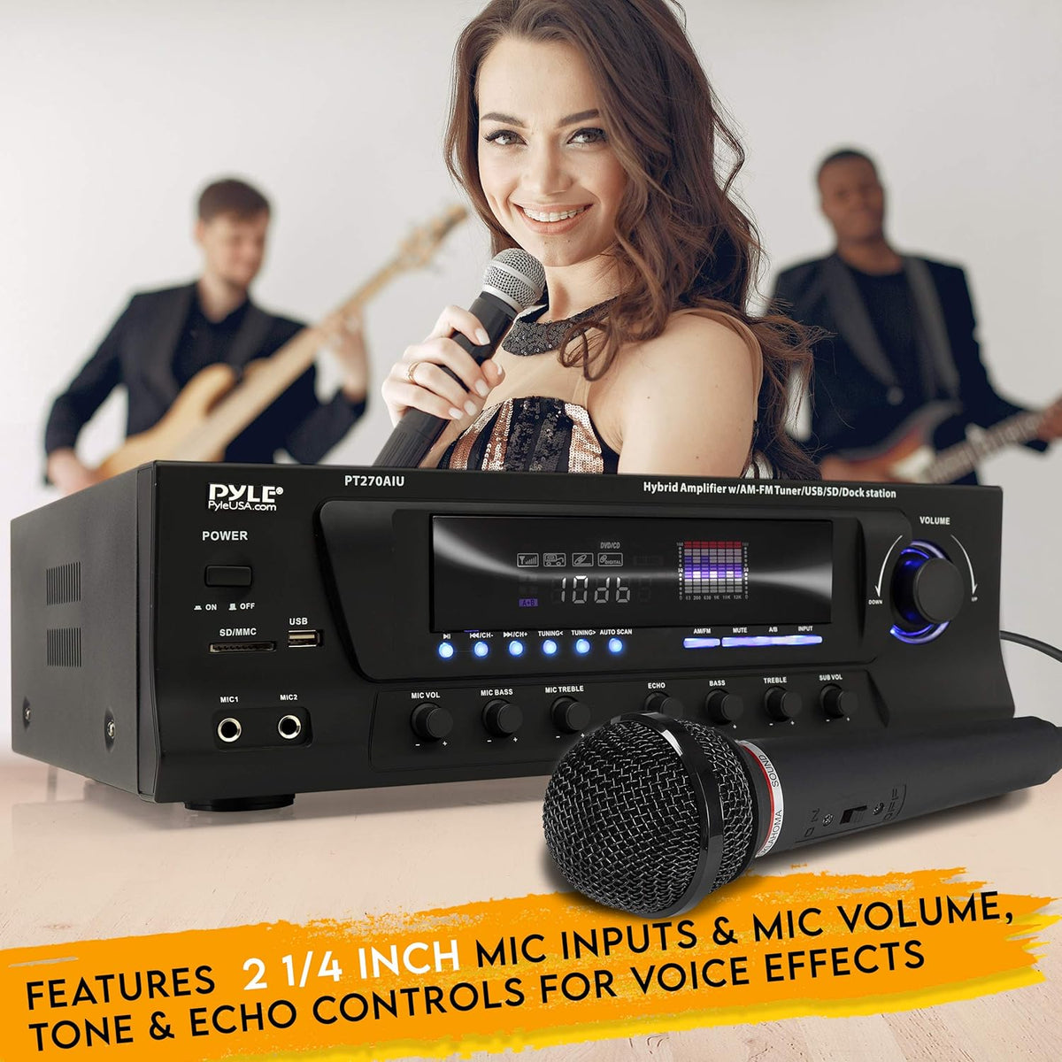 300W Digital Stereo Receiver System with AM/FM Tuner, USB/SD MP3 Player, Subwoofer Control, A/B Speaker, iPod/MP3 Input, Karaoke, Cable & Remote Sensor I78399