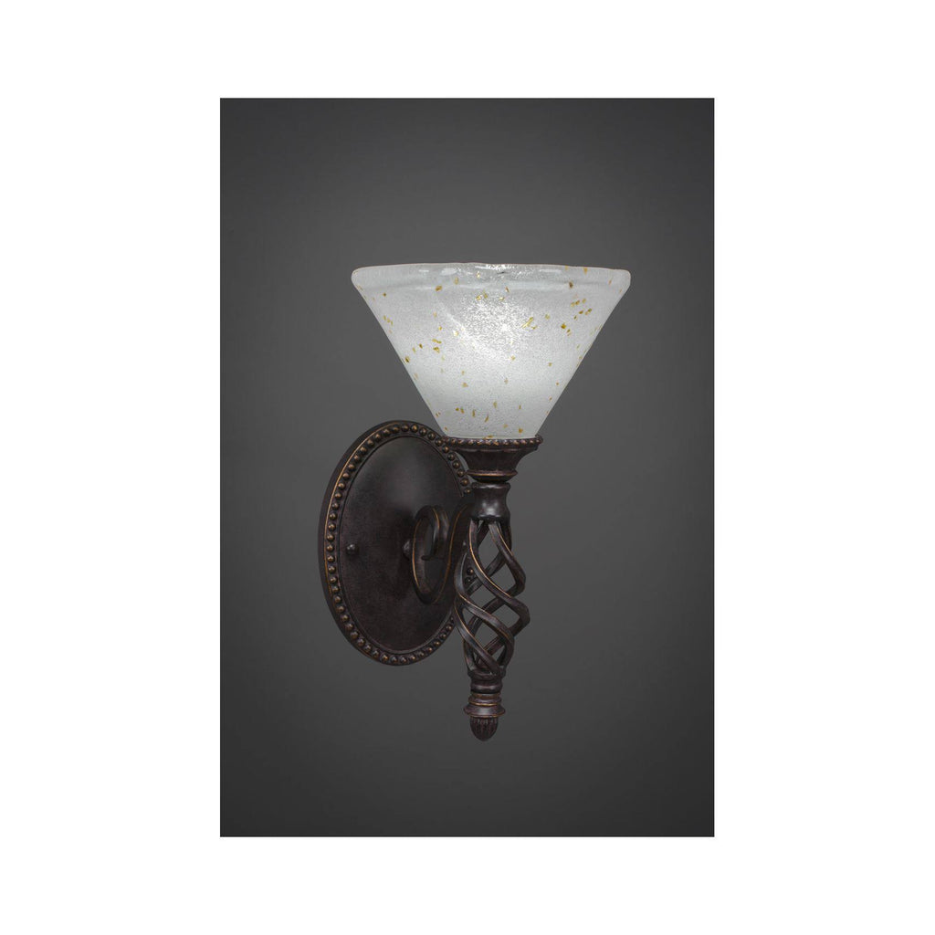 Dark Granite Wall Sconce with Gold Ice Glass A194