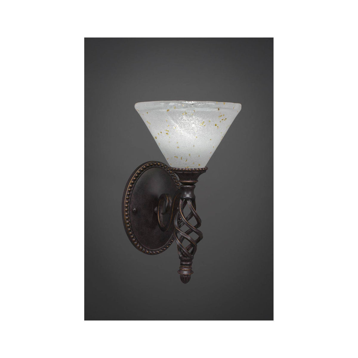 Dark Granite Wall Sconce with Gold Ice Glass A194