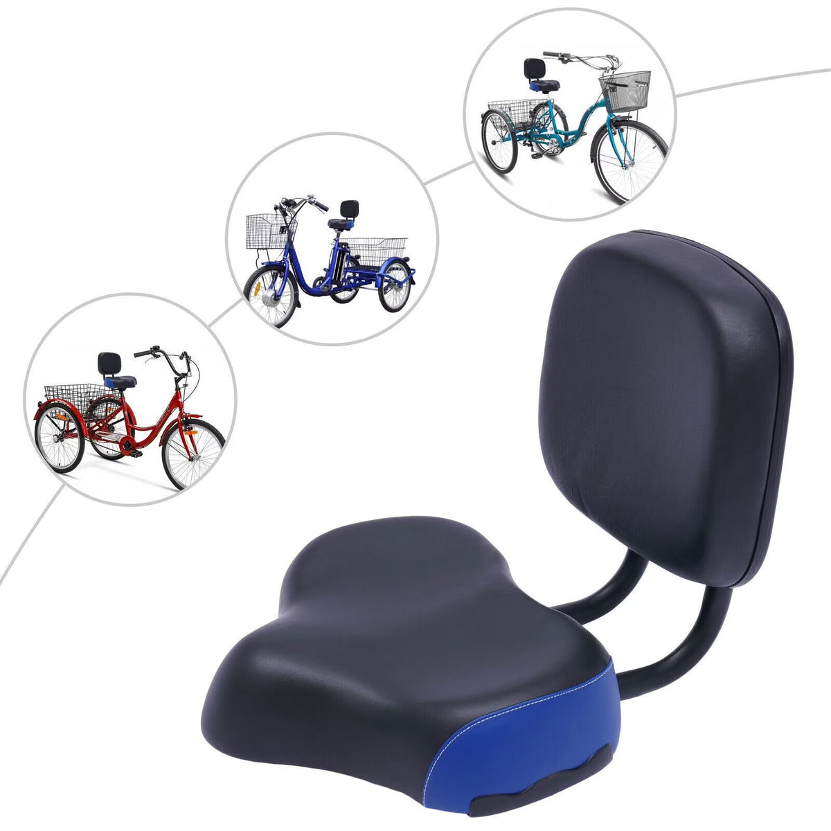 Backrest Saddle Bike Seat with Soft Backrest P9656