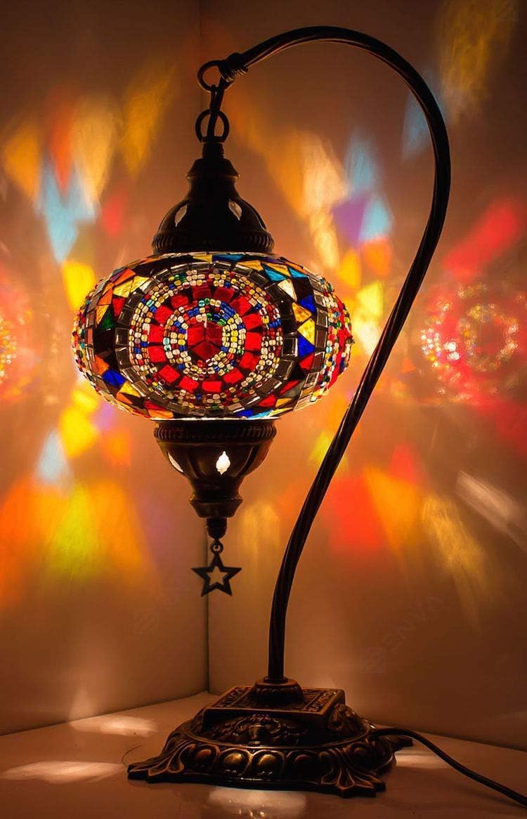 Multicolor Mosaic Gooseneck Table Lamp O244739