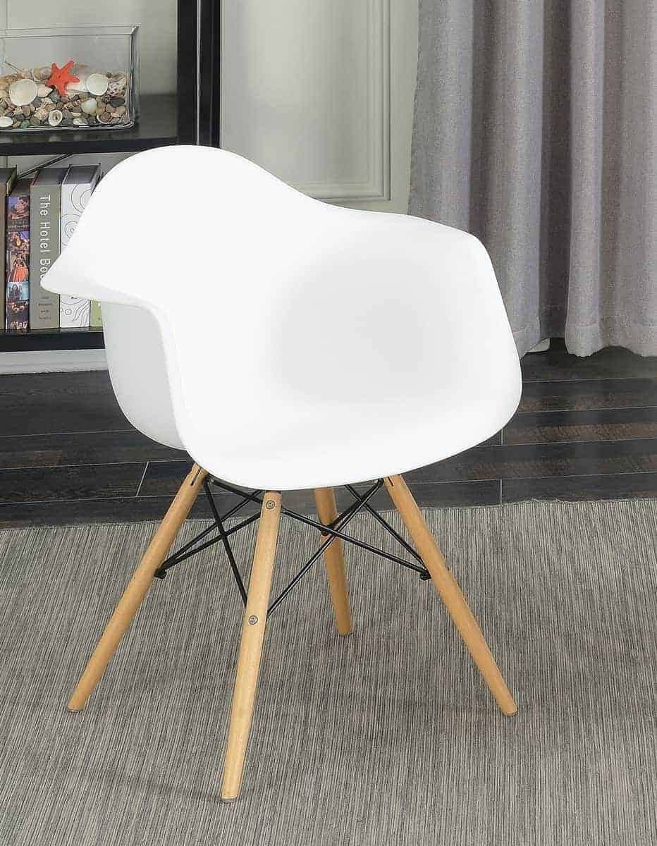 White Modern Dining Arm Chair Set of 2 J65562