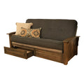 Walnut Futon with Drawers and Linen Gray Mattress J394