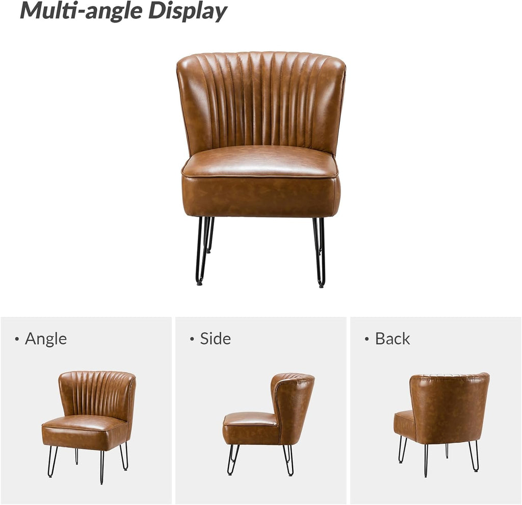 Faux Leather Accent Chair with Metal Base D78666