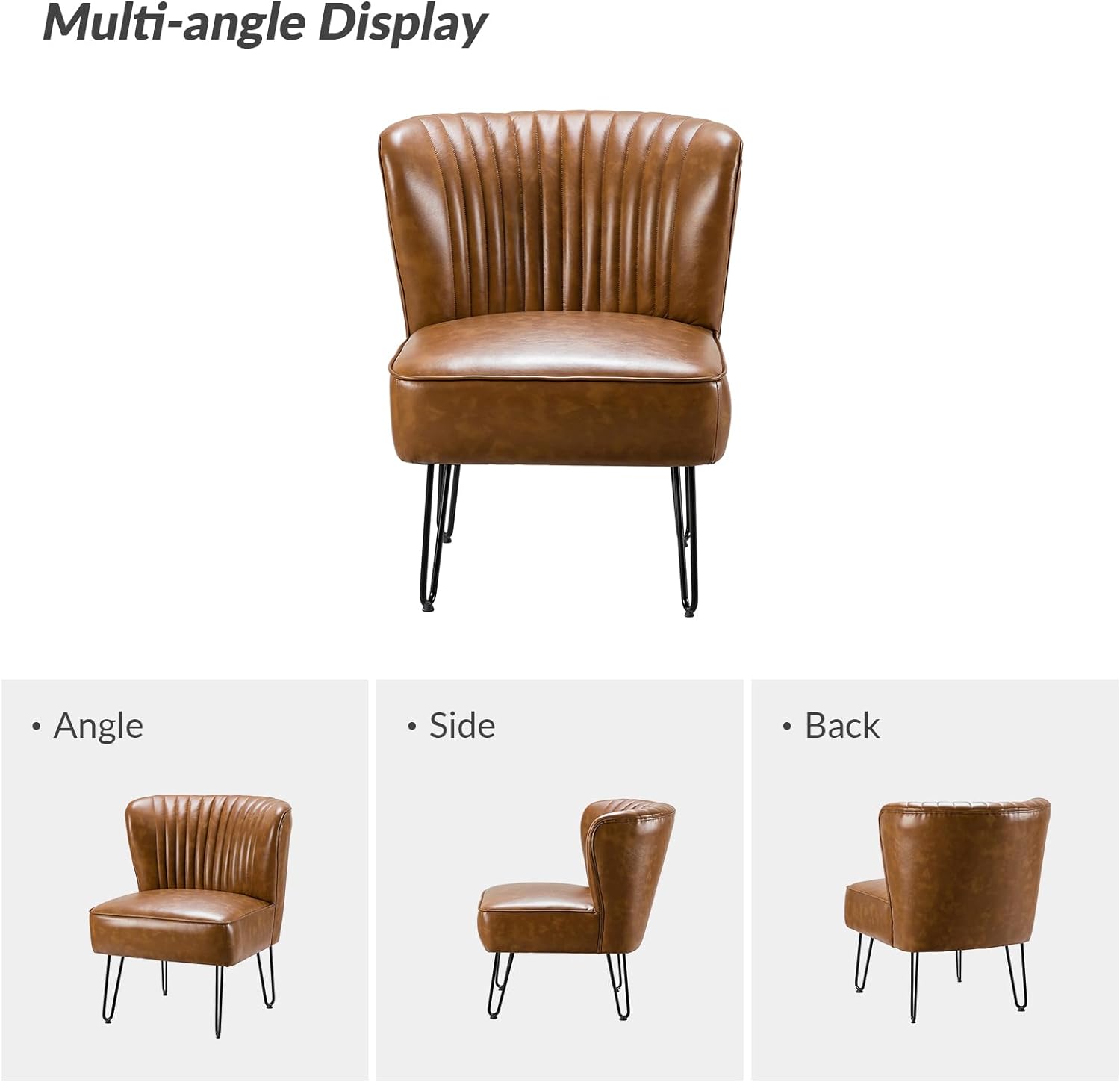 Faux Leather Accent Chair with Metal Base D78666
