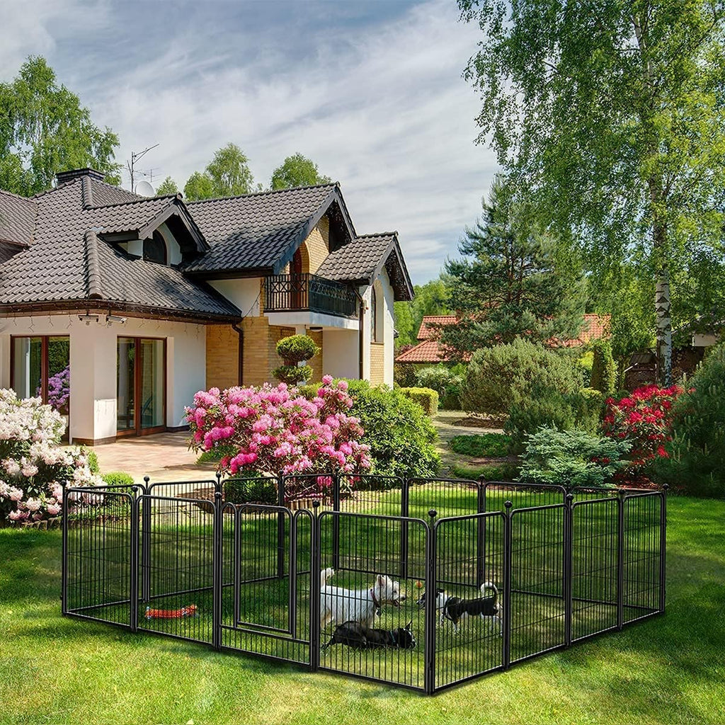 Dog Playpen 32-Inch Height Pet Fence Gate with Doors R838825