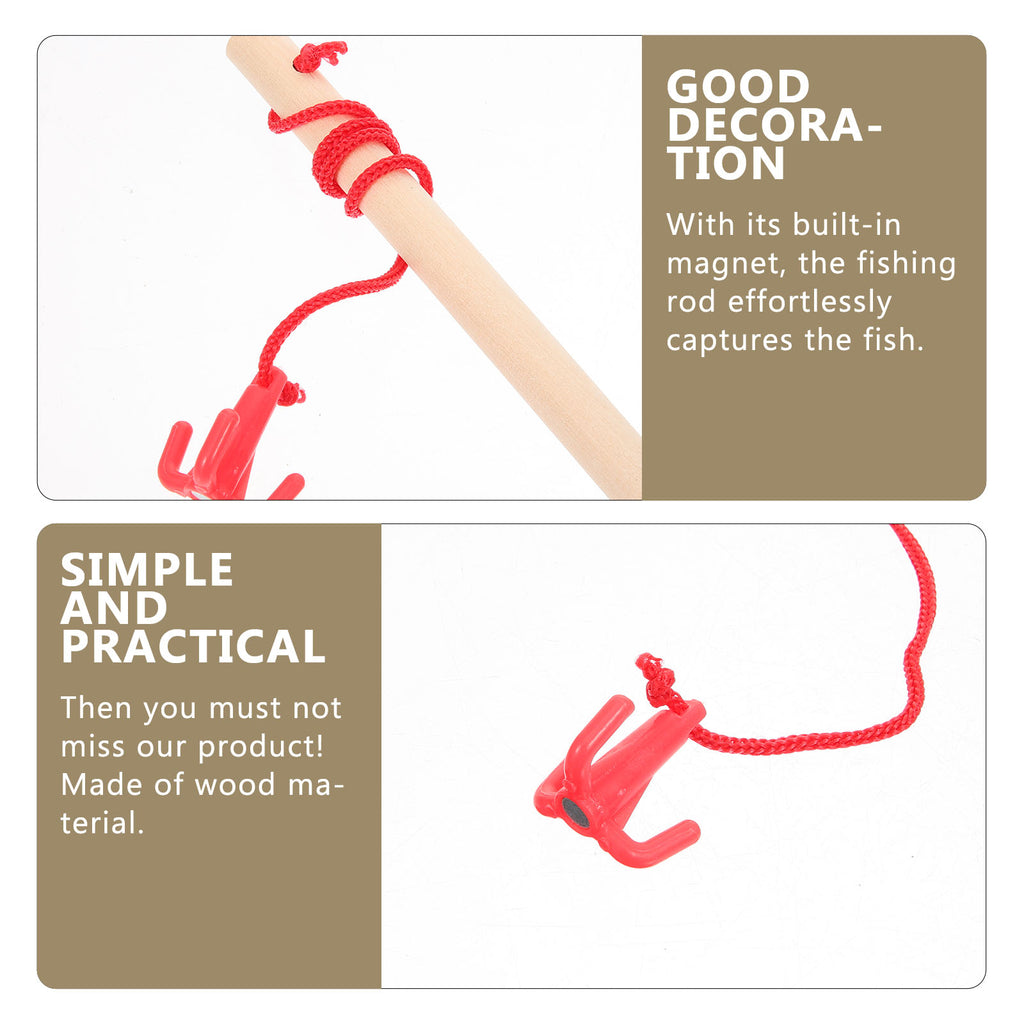 4pcs Wooden Magnetic Fishing Rod Toys L41399