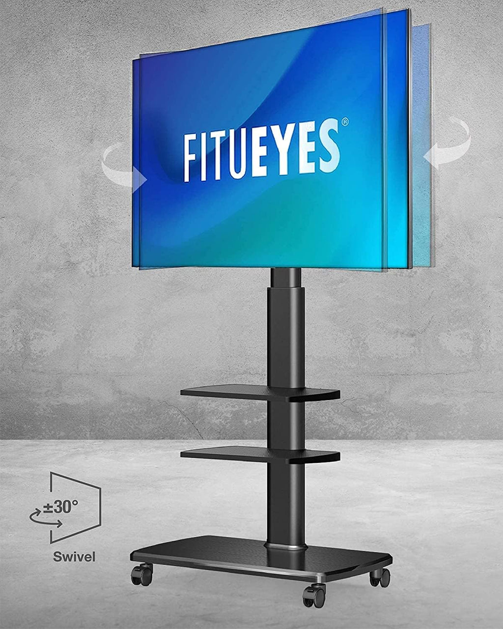 Black Rolling TV Stand for 32-65 Inch TVs Q661