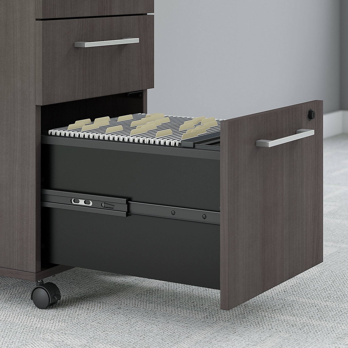 60W x 30D Table Desk with 3 Drawer Mobile File Cabinet, Storm Gray Y34603