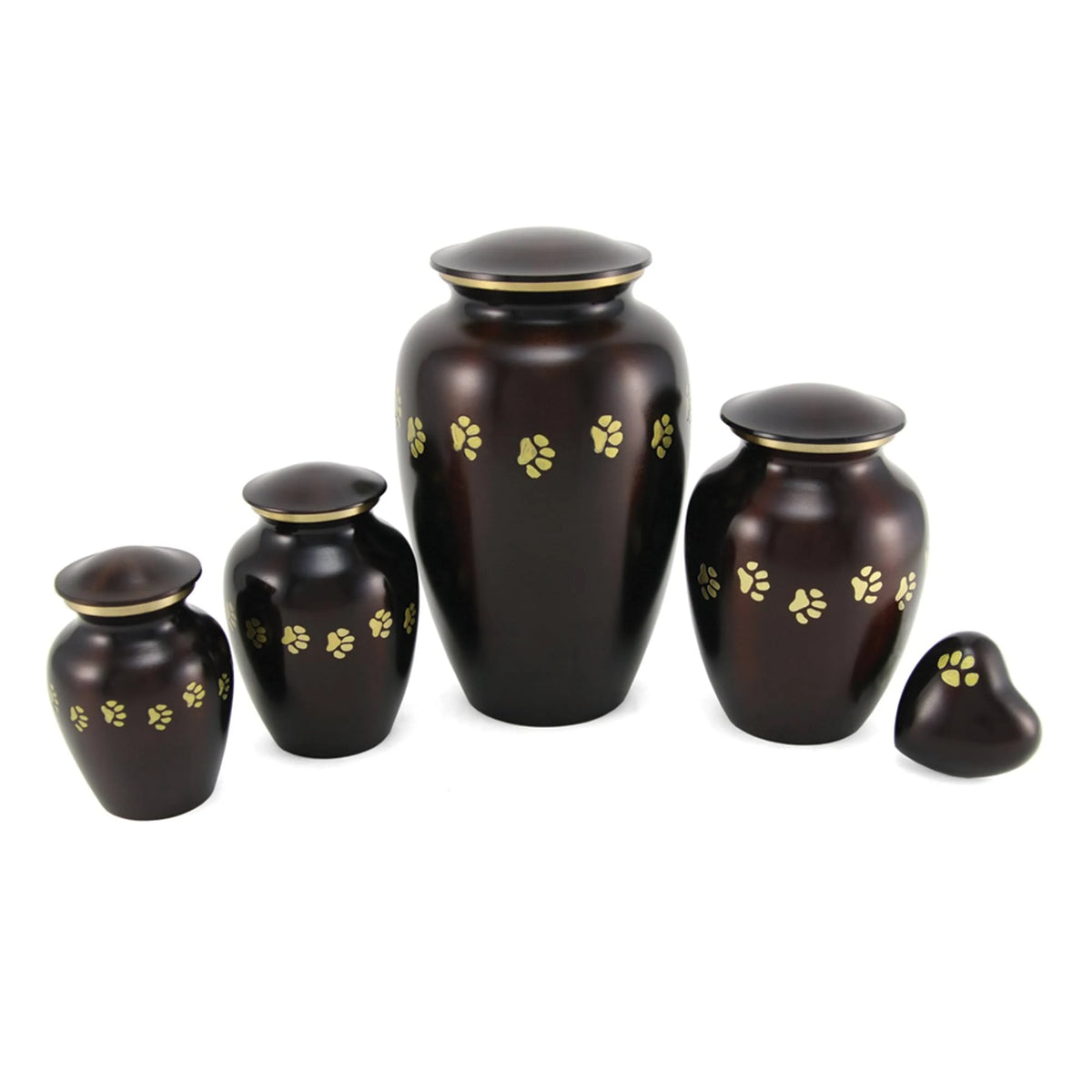 Brown Brass Paw Print Pet Heart Keepsake S78280