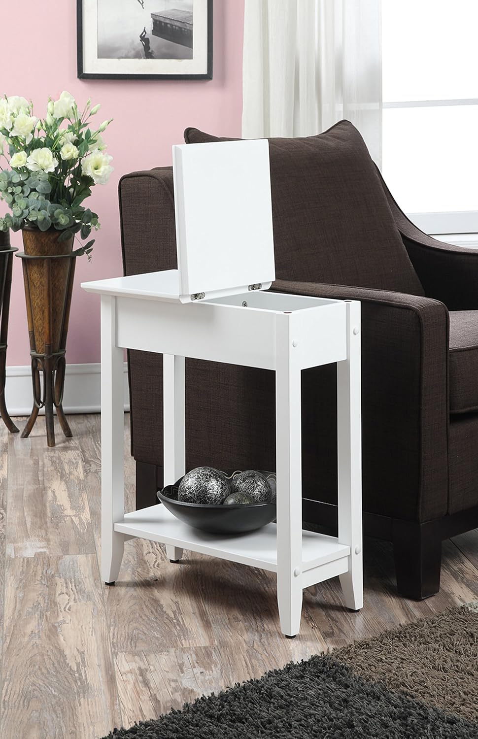 White Flip Top End Table W612283