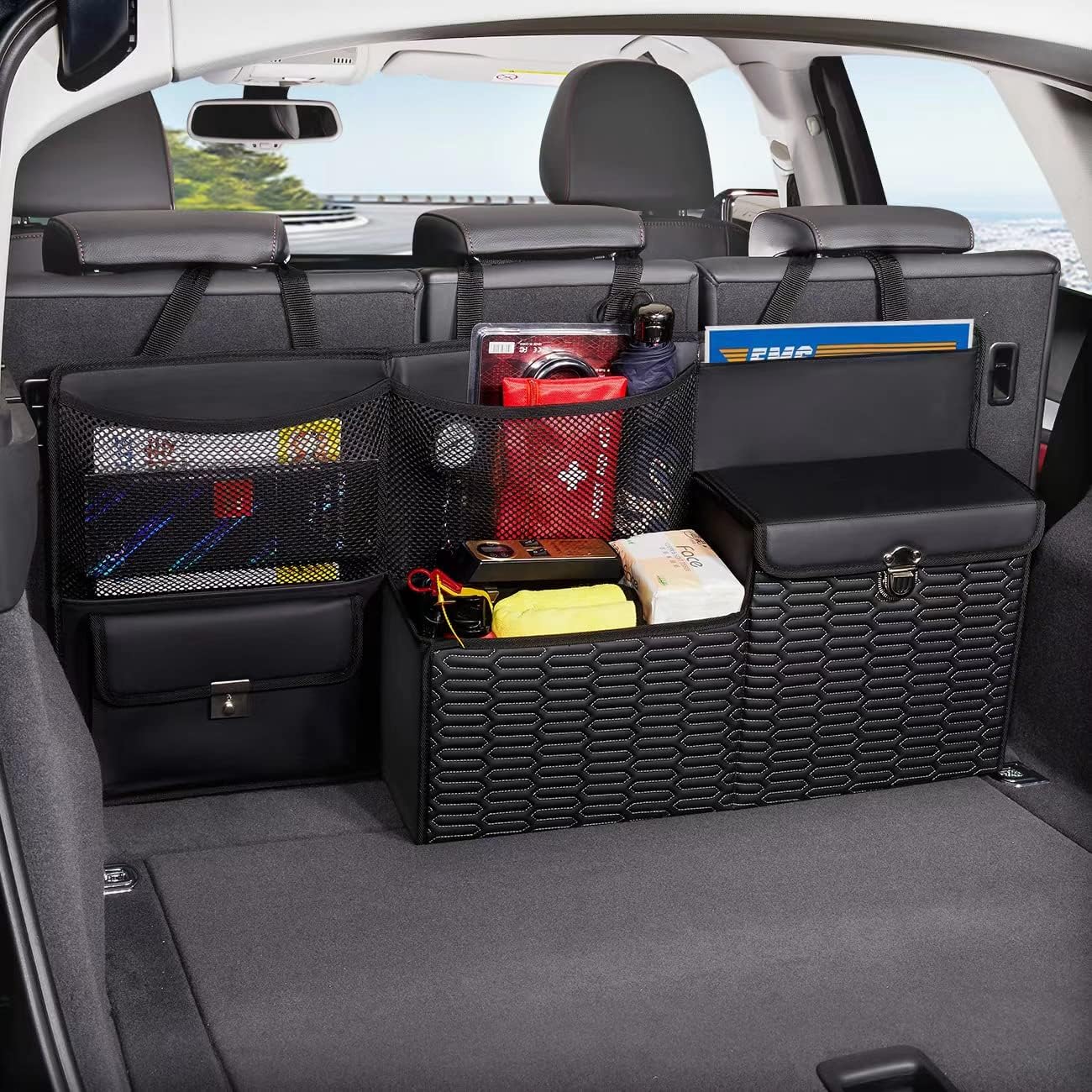 Leather Collapsible Car Trunk Organizer Pack of 2 J732200