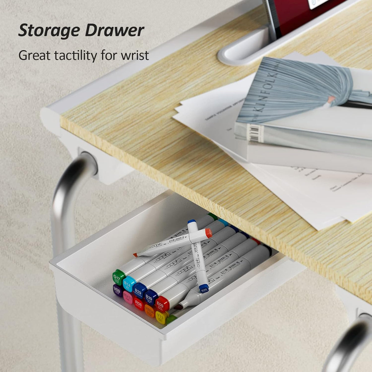 Foldable Laptop Bed Desk with Storage Drawer, Tablet Slot, 21.7x13x9.8 Inches, Pack of 2 C758989