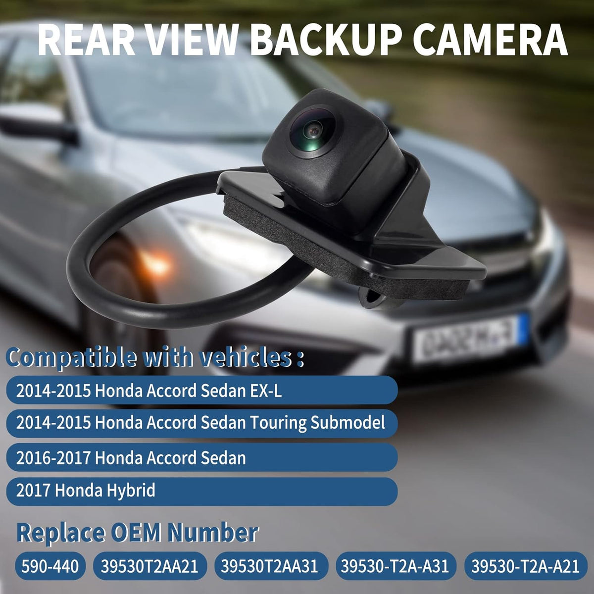 Rear View Backup Camera for 2014-2017 Honda Accord Sedan, Pack of 2 M331