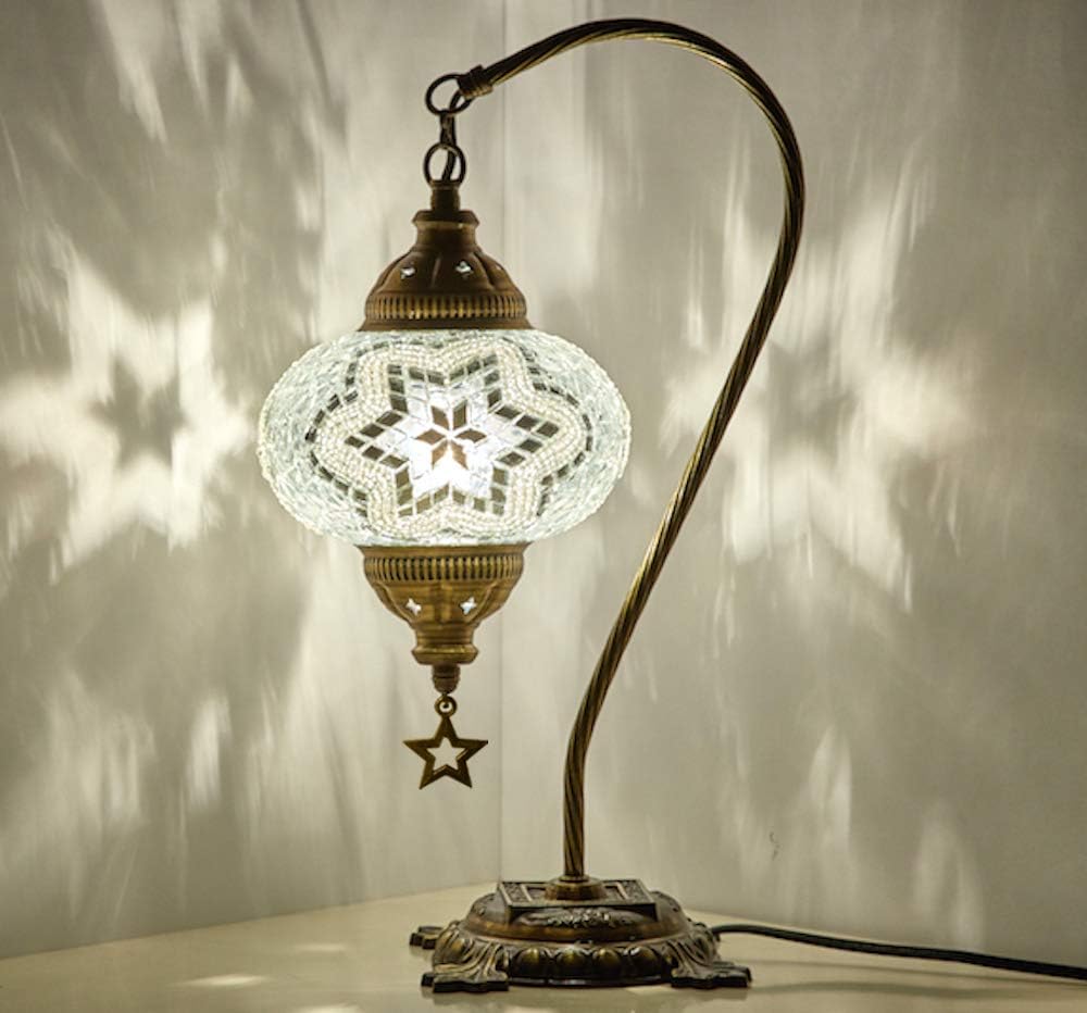 Multicolor Mosaic Gooseneck Table Lamp O244739