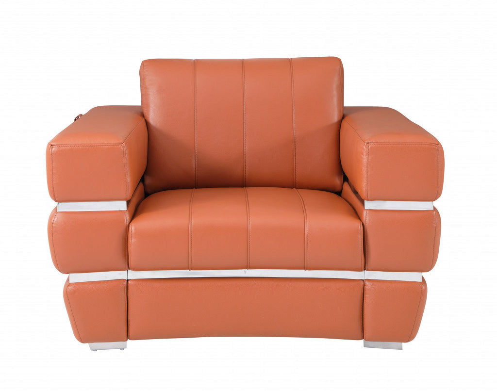 Camel Italian Leather Six Person Seating Set Z7404