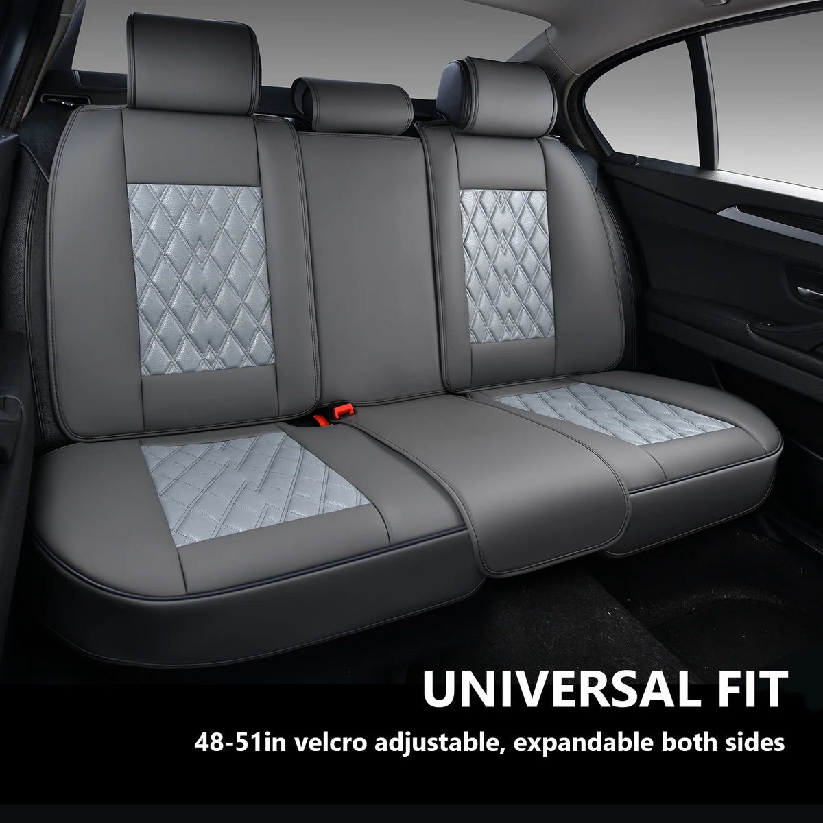 Gray Faux Leather Car Seat Covers Full Set 5 Seats Waterproof Universal Fit Y963