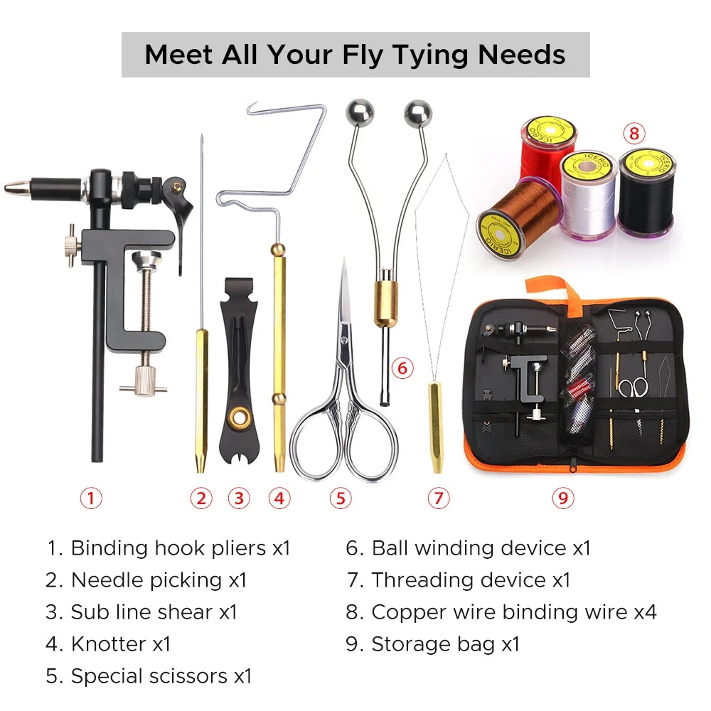 Fly Tying Tools Kit with Needle Whip Finisher Scissors B8897