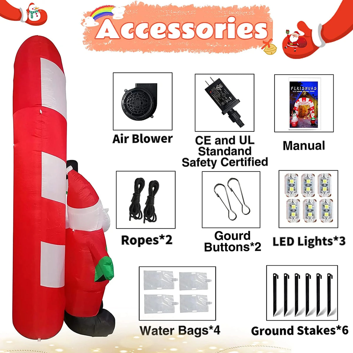 Inflatable Christmas Archway Decorations, 8 FT, LED Blow Up Outdoor Inflatables Z956