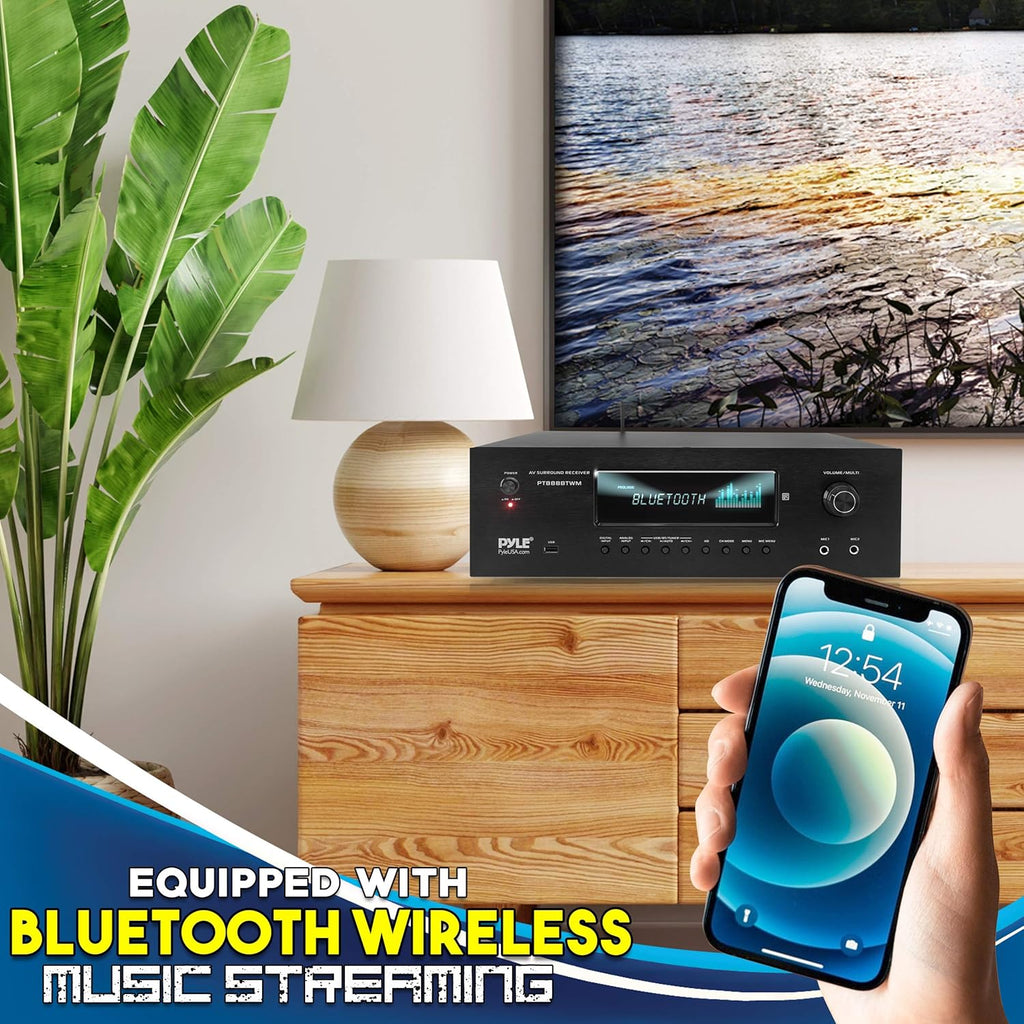 1000W Bluetooth Stereo Amplifier with 2 UHF Wireless Microphone W437175