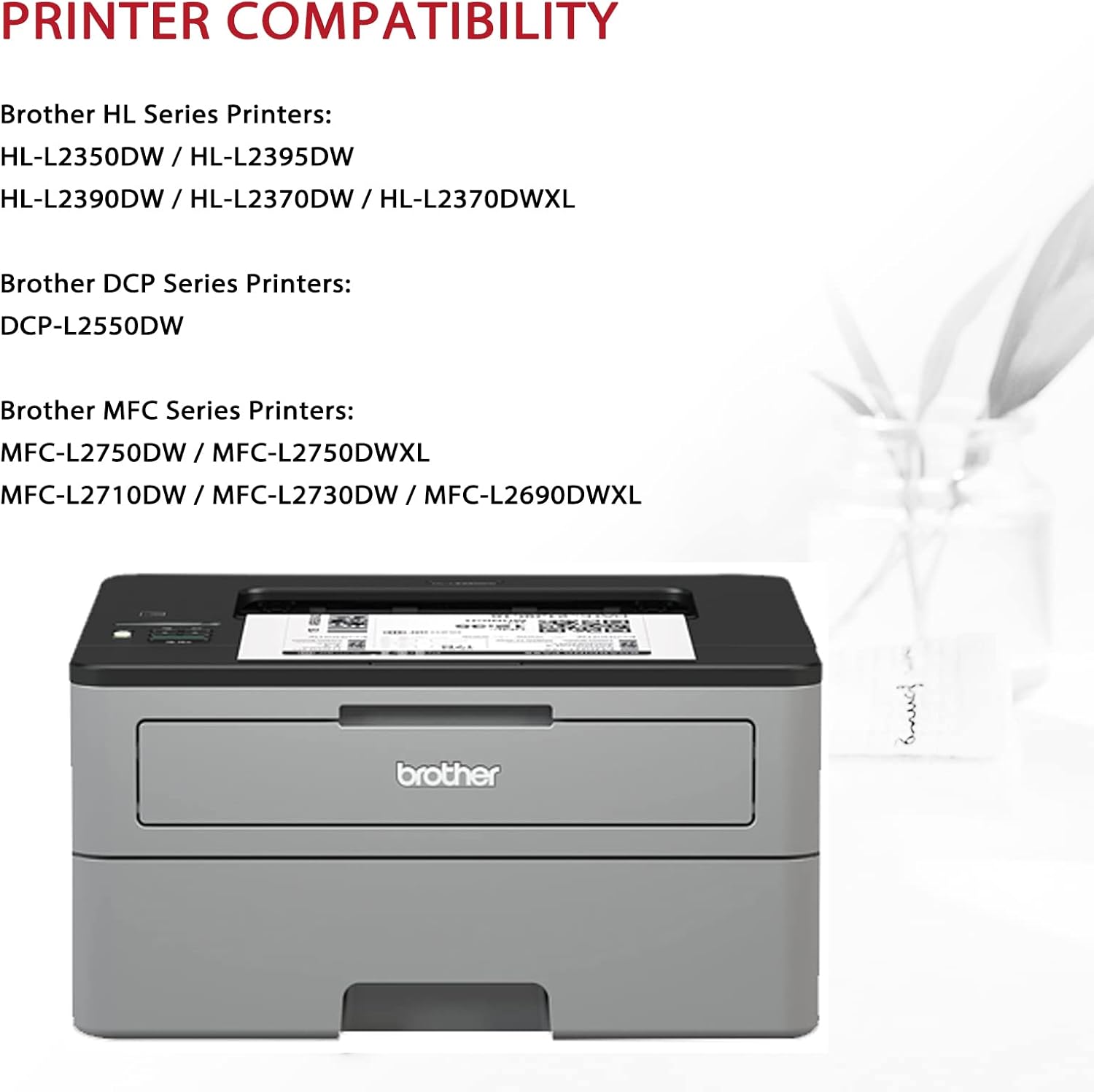 Toner Cartridge with Chip, 3,000 Pages, Compatible Replacement for Brother TN-760 F917748