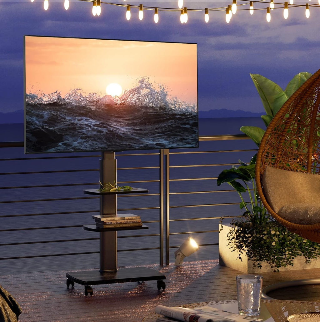 Black Rolling TV Stand for 32-65 Inch TVs Q661