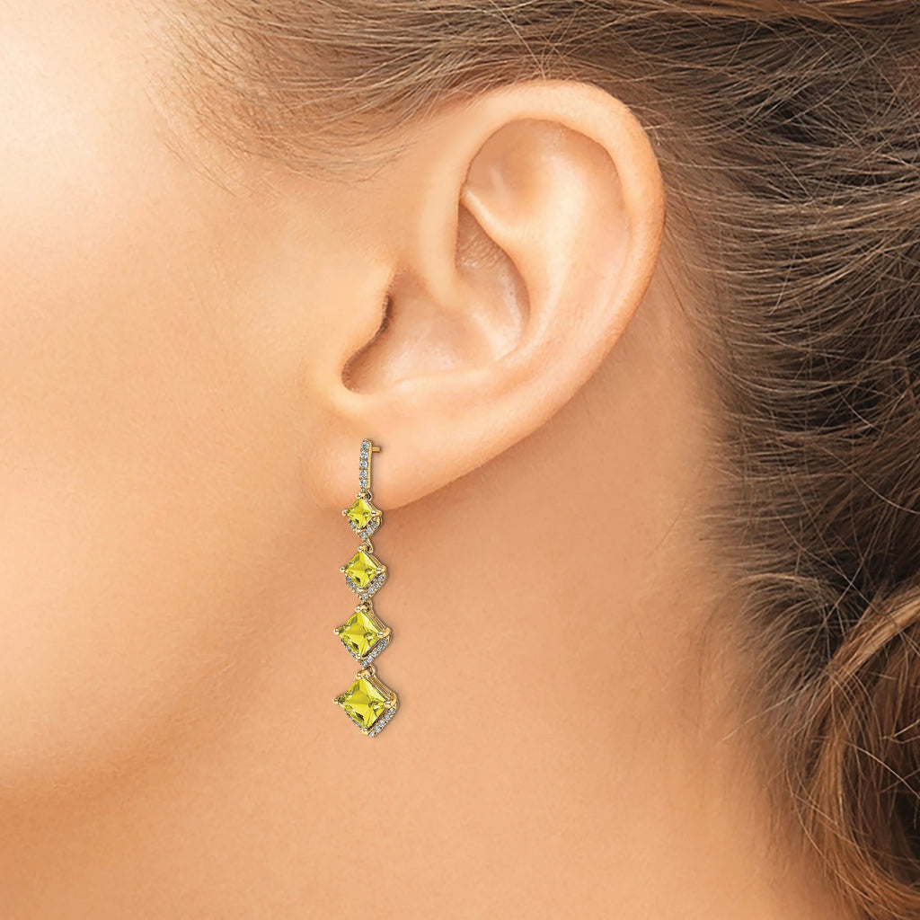 14 Karat Yellow Gold Lab Grown Diamond Drop Post Earrings U430