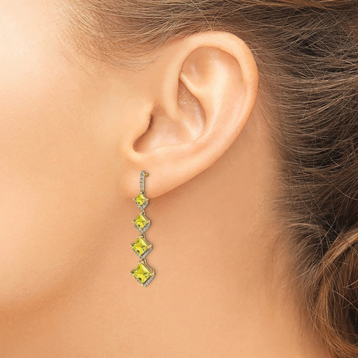 14 Karat Yellow Gold Lab Grown Diamond Drop Post Earrings U430