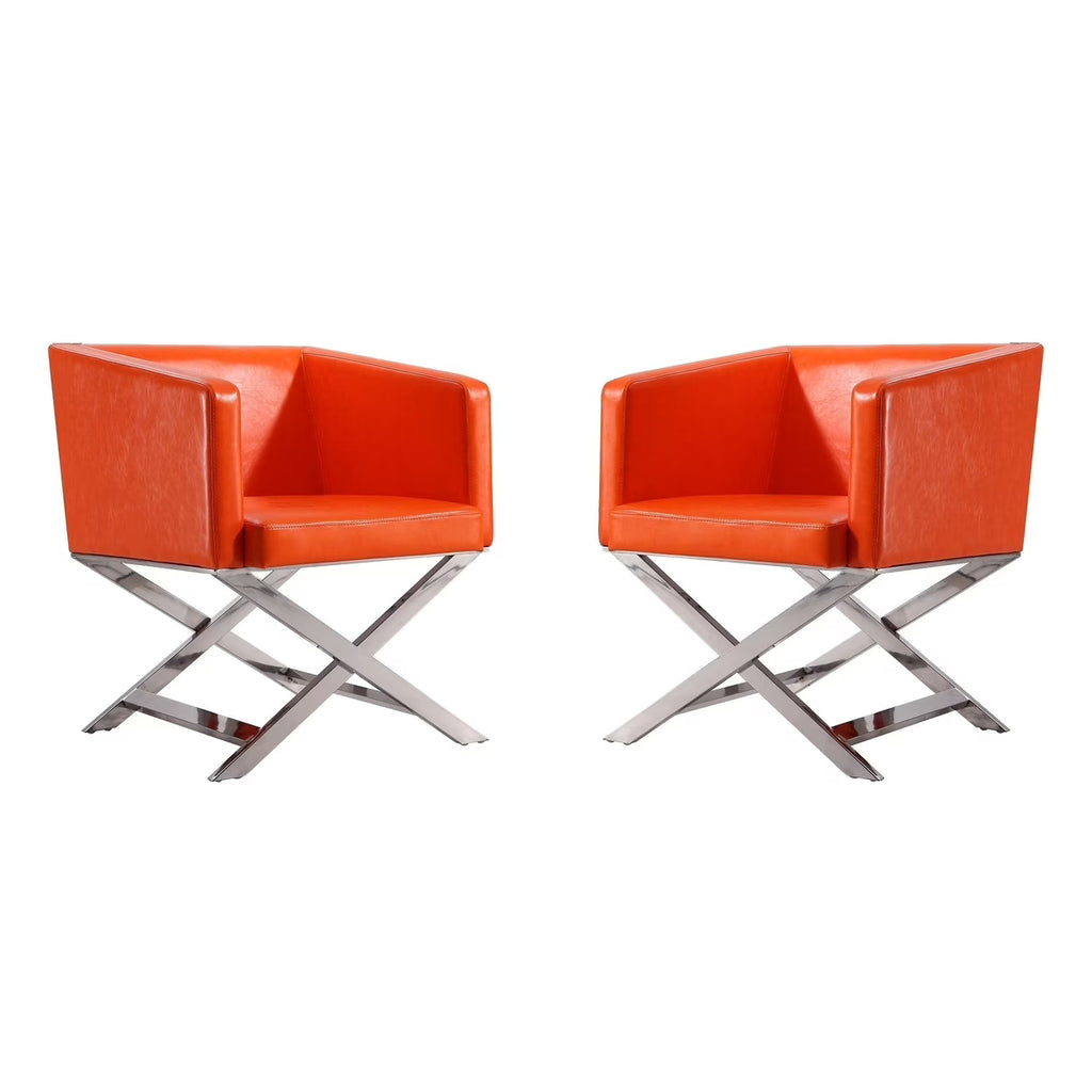 Black Polished Chrome Faux Leather Lounge Chair (Set of 2) T432414