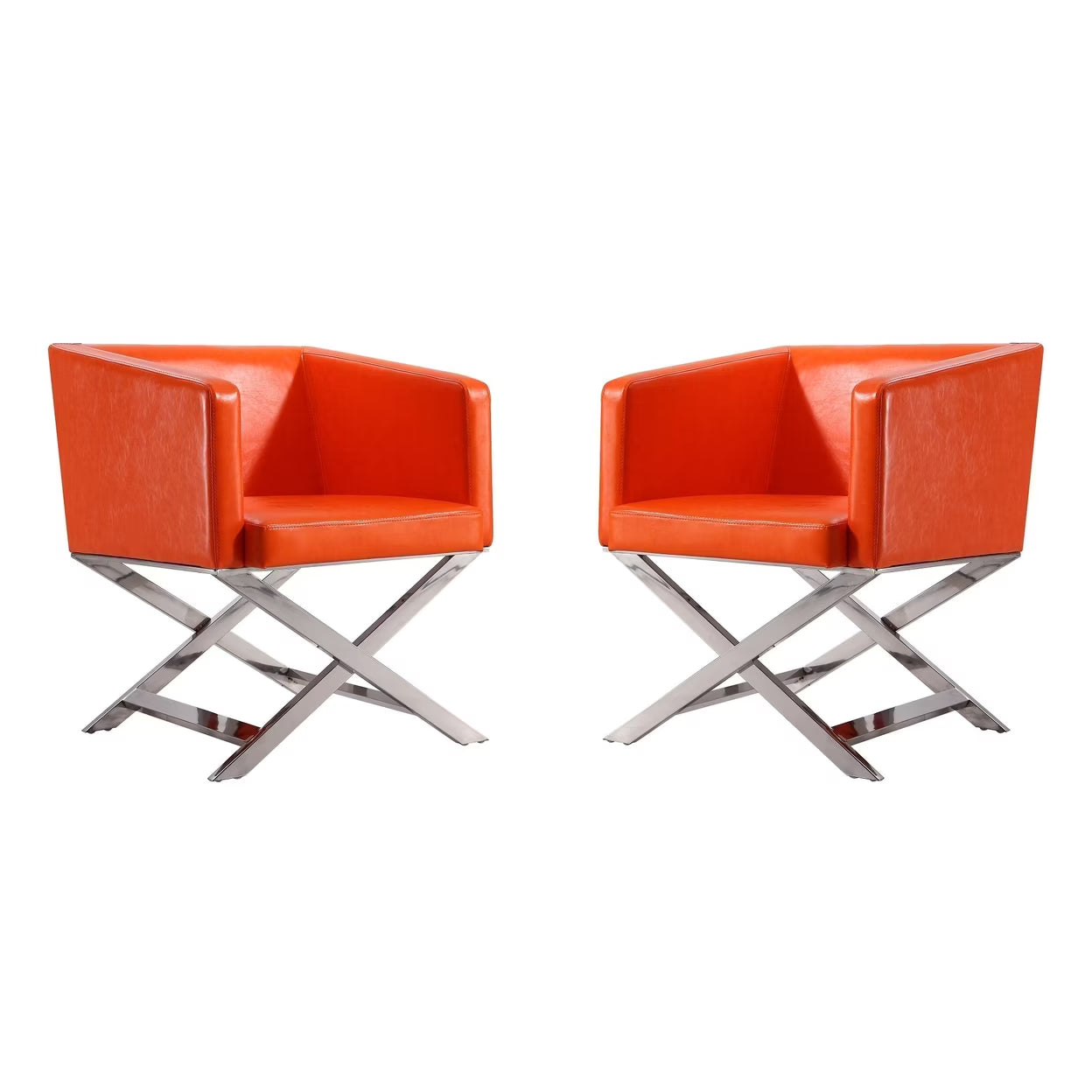 Black Polished Chrome Faux Leather Lounge Chair (Set of 2) T432414