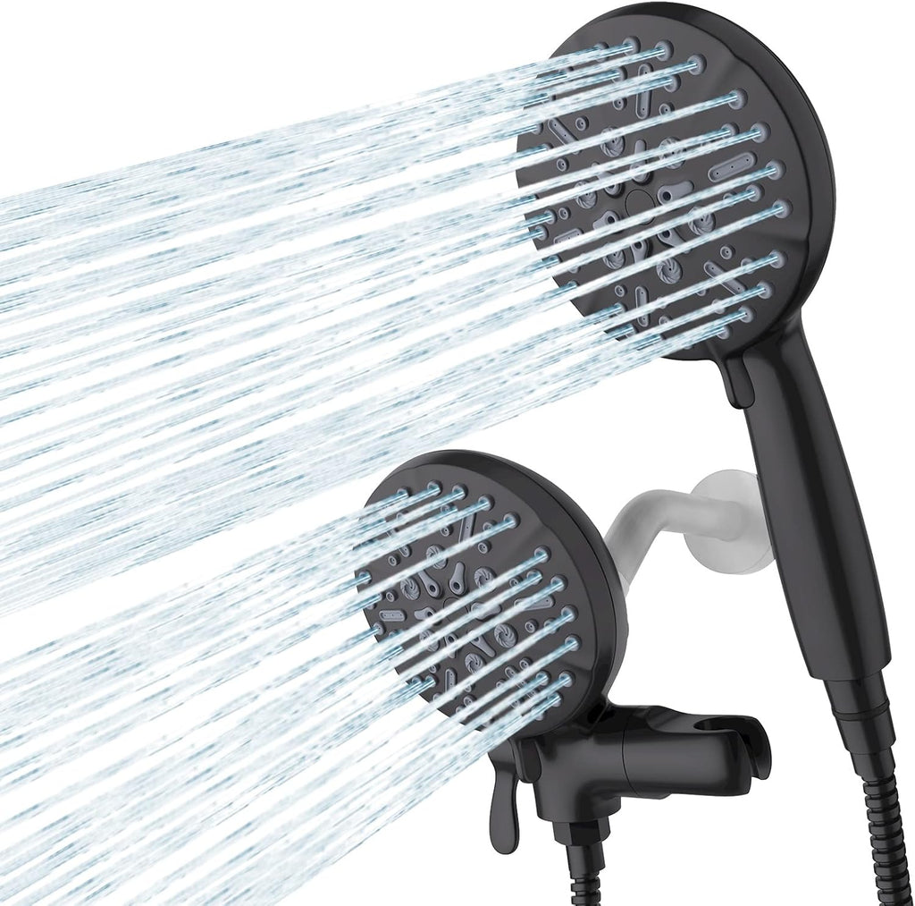 Matte Black 3-Way Dual Shower Head with Handheld Spray, Pack of 2 H8841