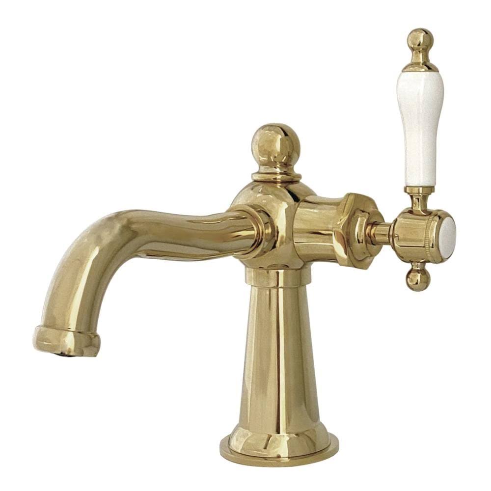 Polished Brass 1-Handle Single Hole Bathroom Sink Faucet with Drain L459