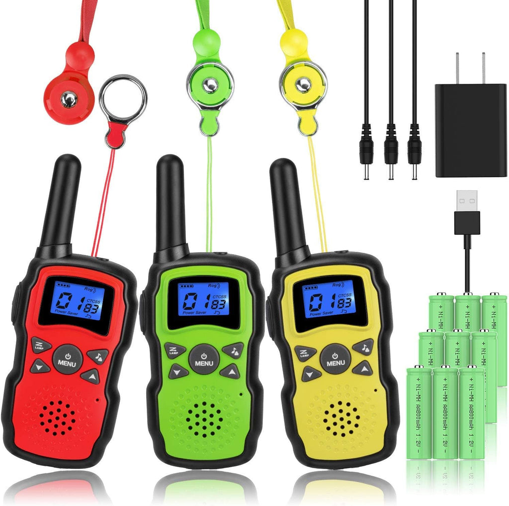 3 Pack Rechargeable Walkie Talkies with USB Charger Battery P927