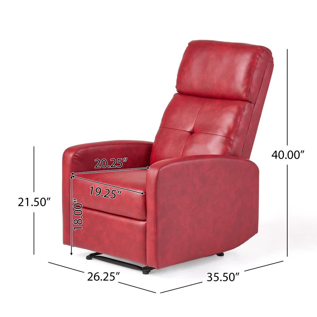 Red Faux Leather Recliner F848