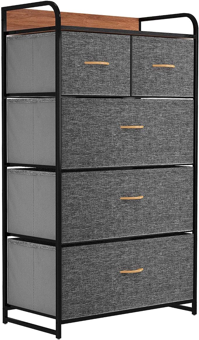 Fabric Dresser with 5 Drawers Dark Grey E123367