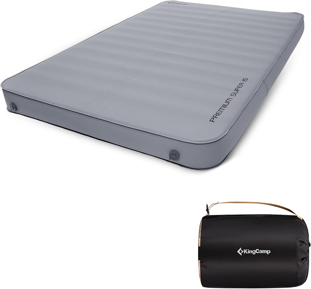 Queen Size Double Self Inflating Sleeping Pad with R Value 9.5, Grey O76428