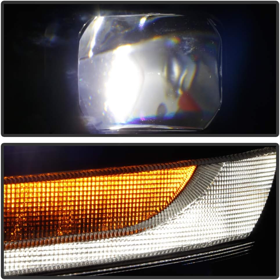 Chrome LED DRL Sequential Signal Dual Projector Headlights W1066